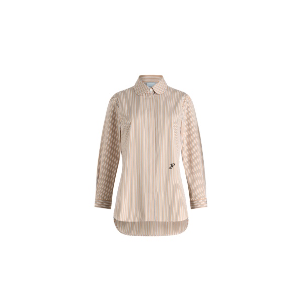 Patou Tailored shirt in Beige Stripes printed organic cotton poplin