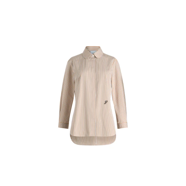 Patou Tailored shirt in Beige Stripes printed organic cotton poplin