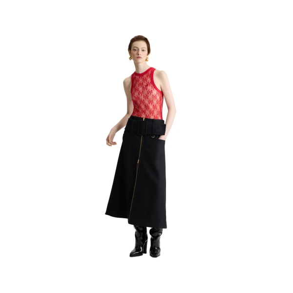 Tank top in Babylone Red lace jersey - Image 2