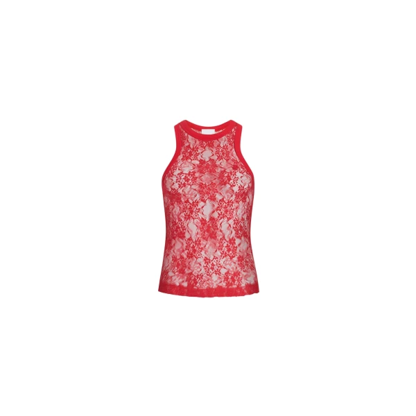 Patou Tank top in Babylone Red lace jersey