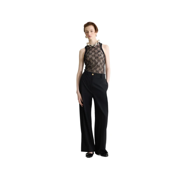 Tank top in Black lace jersey - Image 2