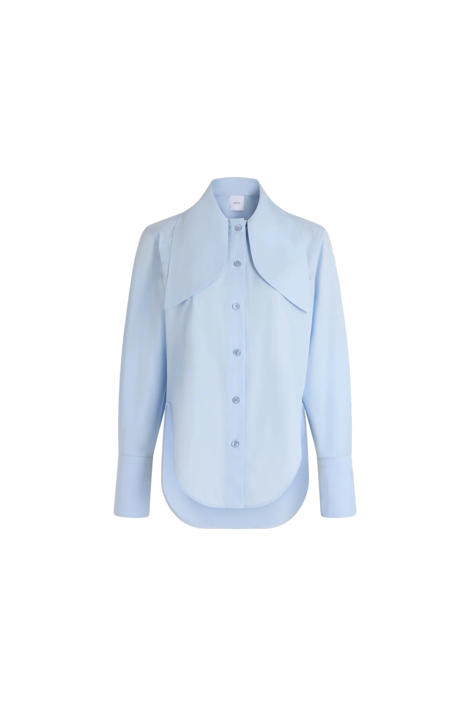 Patou Tied-collar blouse in Polar Sky organic cotton | Tops | Coveti Patou Tied-collar blouse in Polar Sky organic cotton