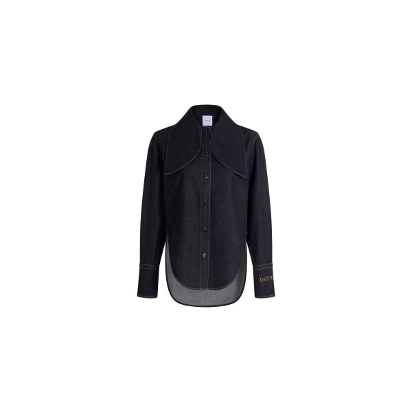 Patou Tied-collar shirt in Blue Mountain Rodeo cotton denim