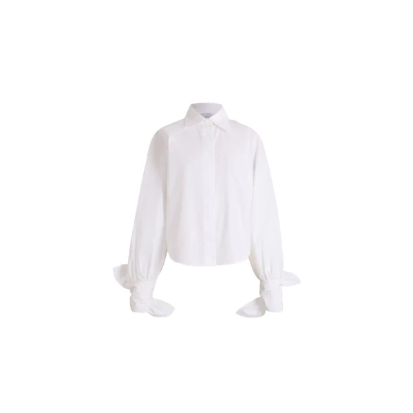 Patou Tied-sleeve blouse in White organic cotton