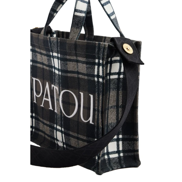 Tote bag in Mist Green Tartan cotton - Image 2