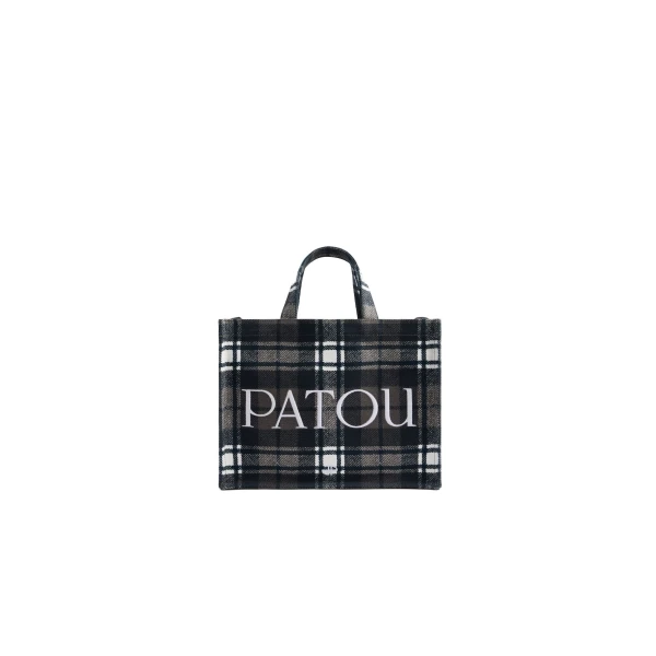 Patou Tote bag in Mist Green Tartan cotton