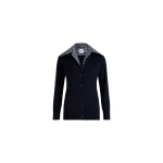 Patou Trompe l'œil poplin collar cardigan in Navy Black cotton