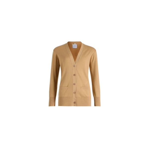 Trompe l'œil poplin collar cardigan in Praline cotton - Image 2