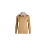 Patou Trompe l'œil poplin collar cardigan in Praline cotton