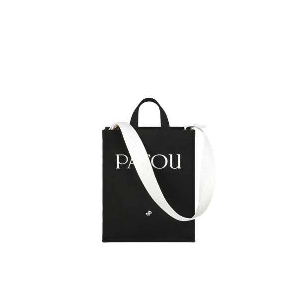 Patou Vertical Patou tote in Black cotton canvas