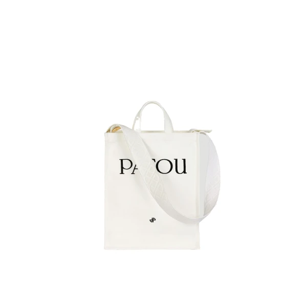Vertical Patou tote in White cotton canvas