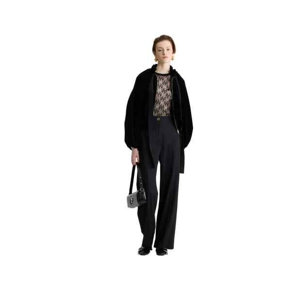 Volume jacket in Black blended organic cotton velvet - Image 2