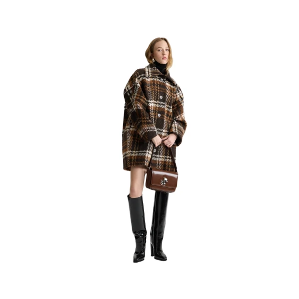 Volume parka in Autumn Checkerboard wool blend - Image 2