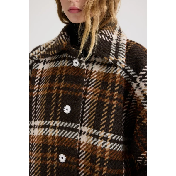 Volume parka in Autumn Checkerboard wool blend - Image 4
