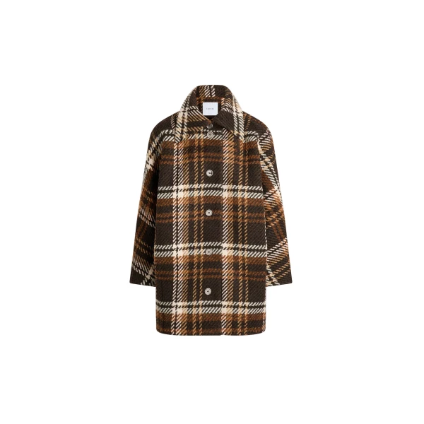 Volume parka in Autumn Checkerboard wool blend