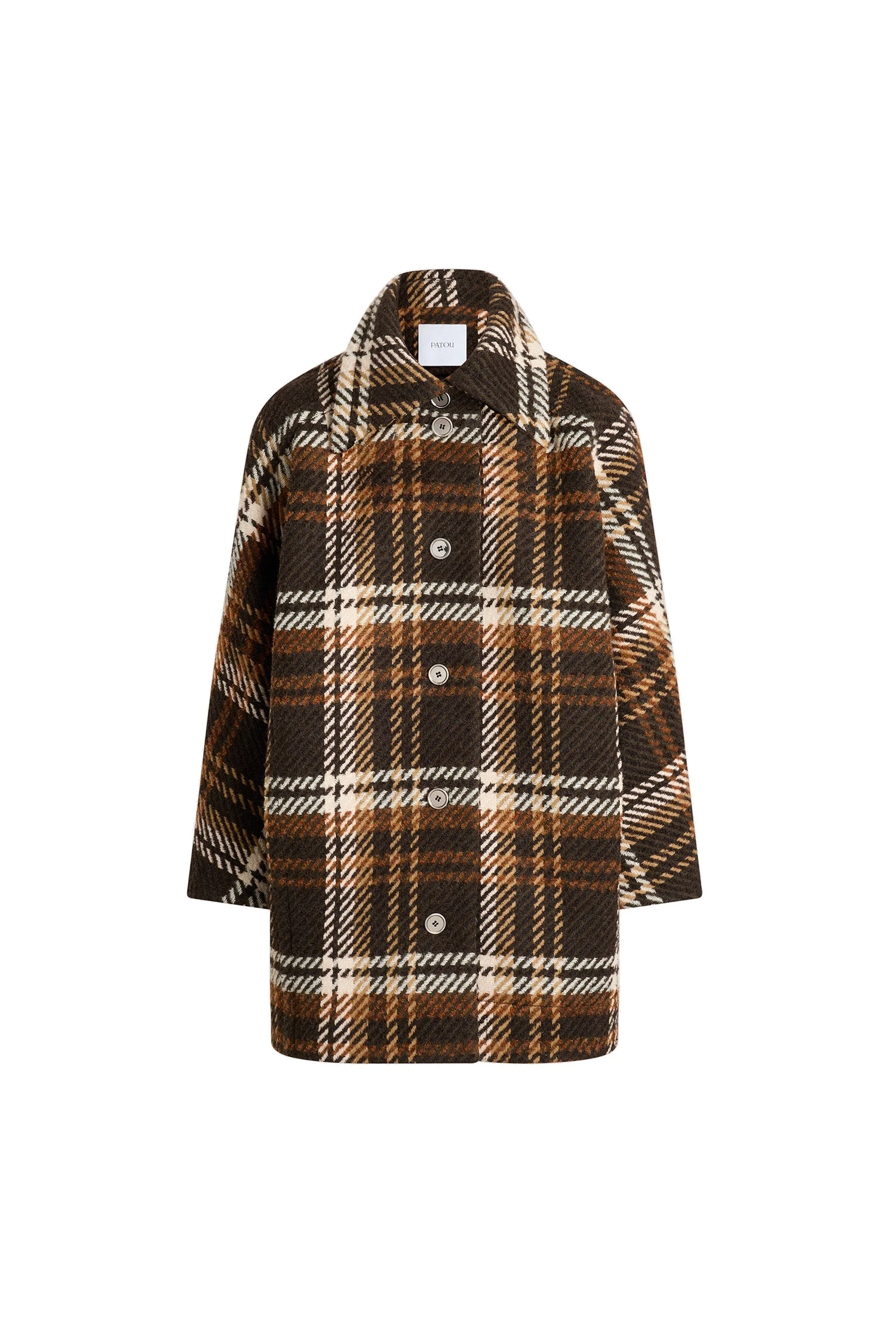 Patou Volume parka in Autumn Checkerboard wool blend | Coats | Coveti Patou Volume parka in Autumn Checkerboard wool blend