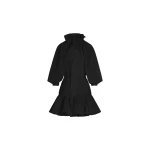 Patou Volume sleeve mini dress in Black recycled faille