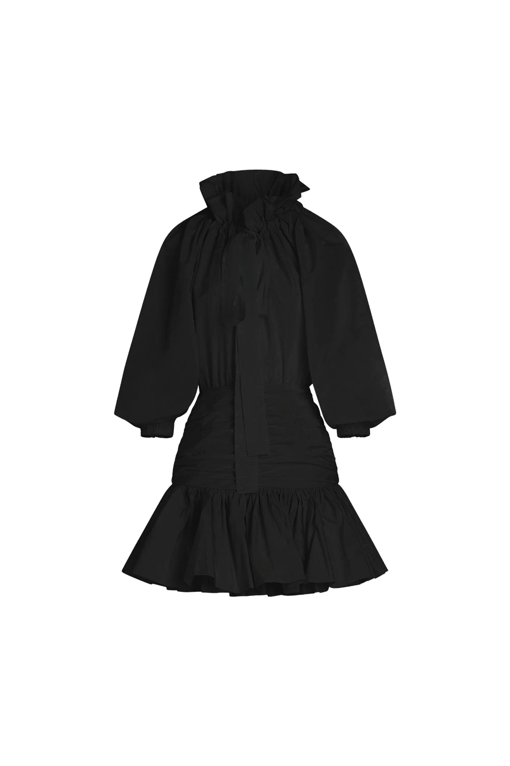 Patou Volume sleeve mini dress in Black recycled faille | Dresses | Coveti Patou Volume sleeve mini dress in Black recycled faille