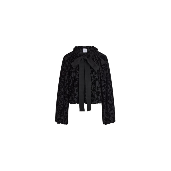 Patou Voluminous devoré top in Black blended polyester