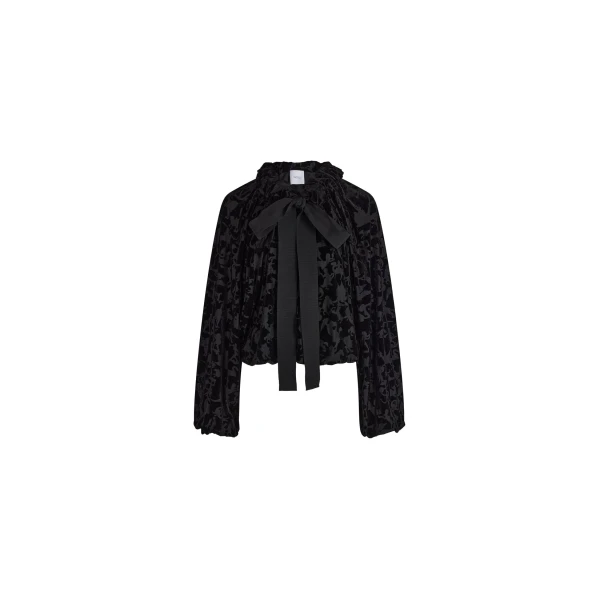 Patou Voluminous devoré top in Black blended polyester