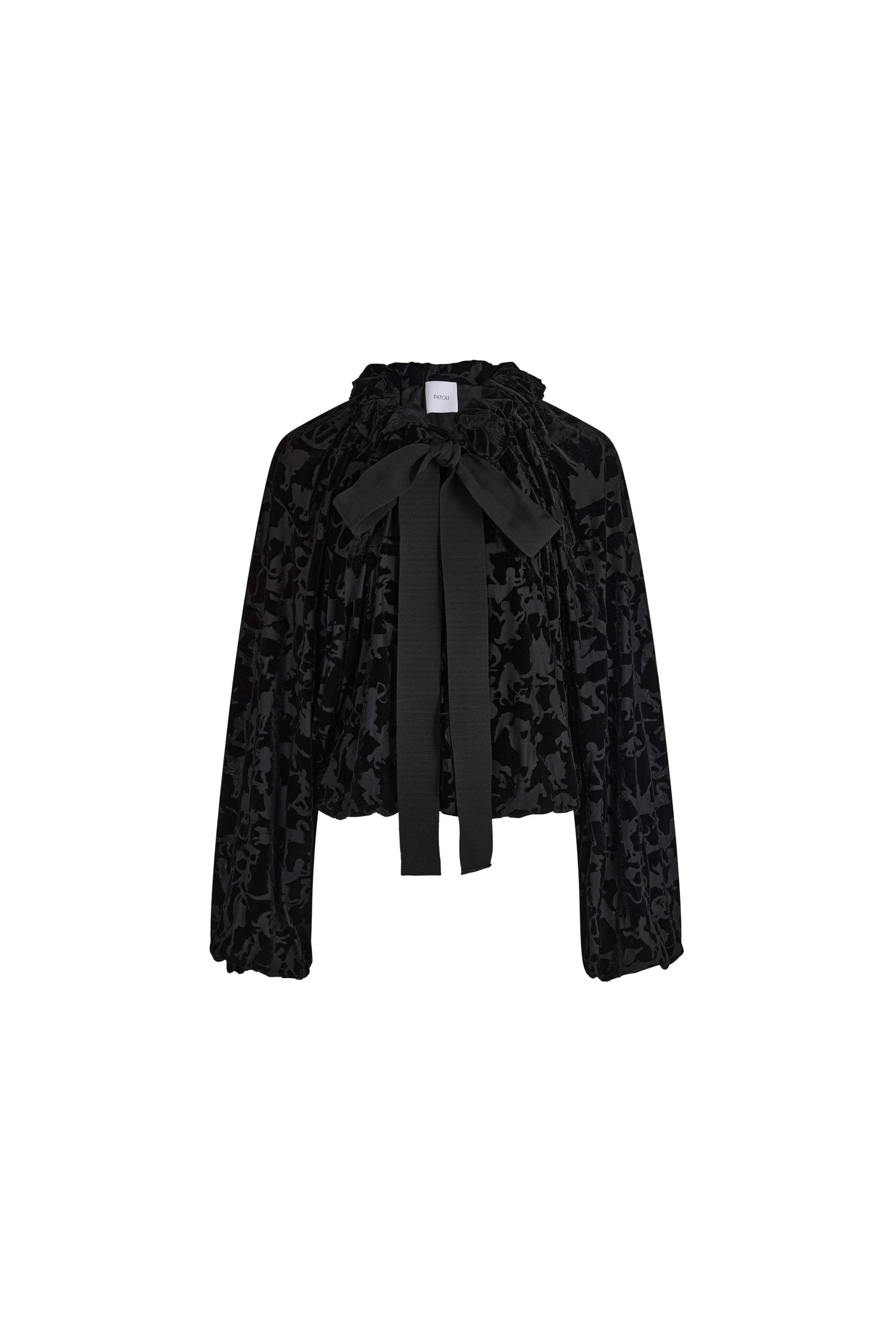 Patou Voluminous devoré top in Black blended polyester | Tops | Coveti Patou Voluminous devoré top in Black blended polyester