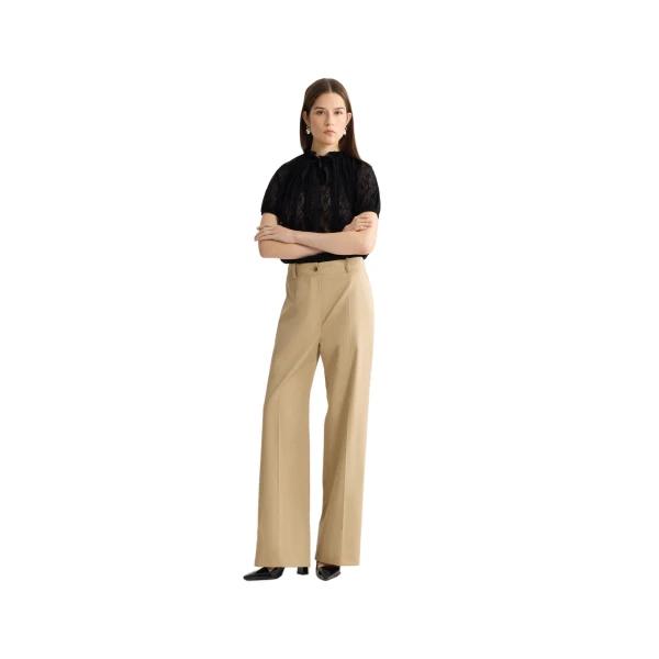 Voluminous polyamide lace top in Black - Image 2