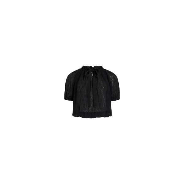 Patou Voluminous polyamide lace top in Black