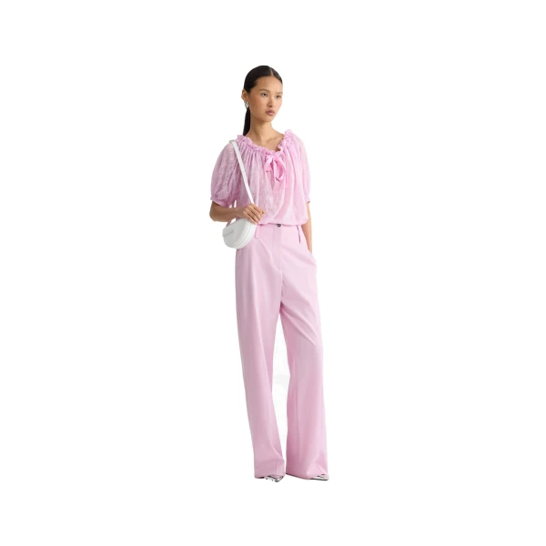 Voluminous polyamide lace top in Pink Parfait - Image 2