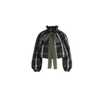 Patou Voluminous top in Mist Green Tartan polyester