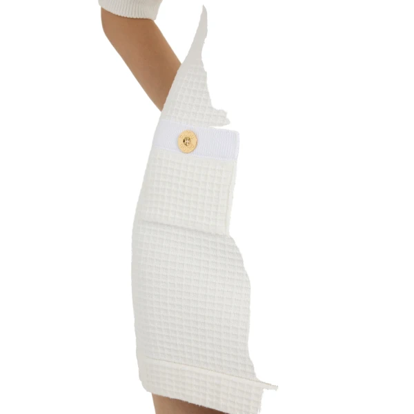 Waffle knit mini dress in Ivory cotton - Image 4