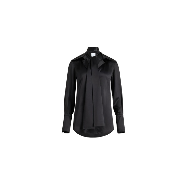 Patou Wide collar blouse in Black organic silk