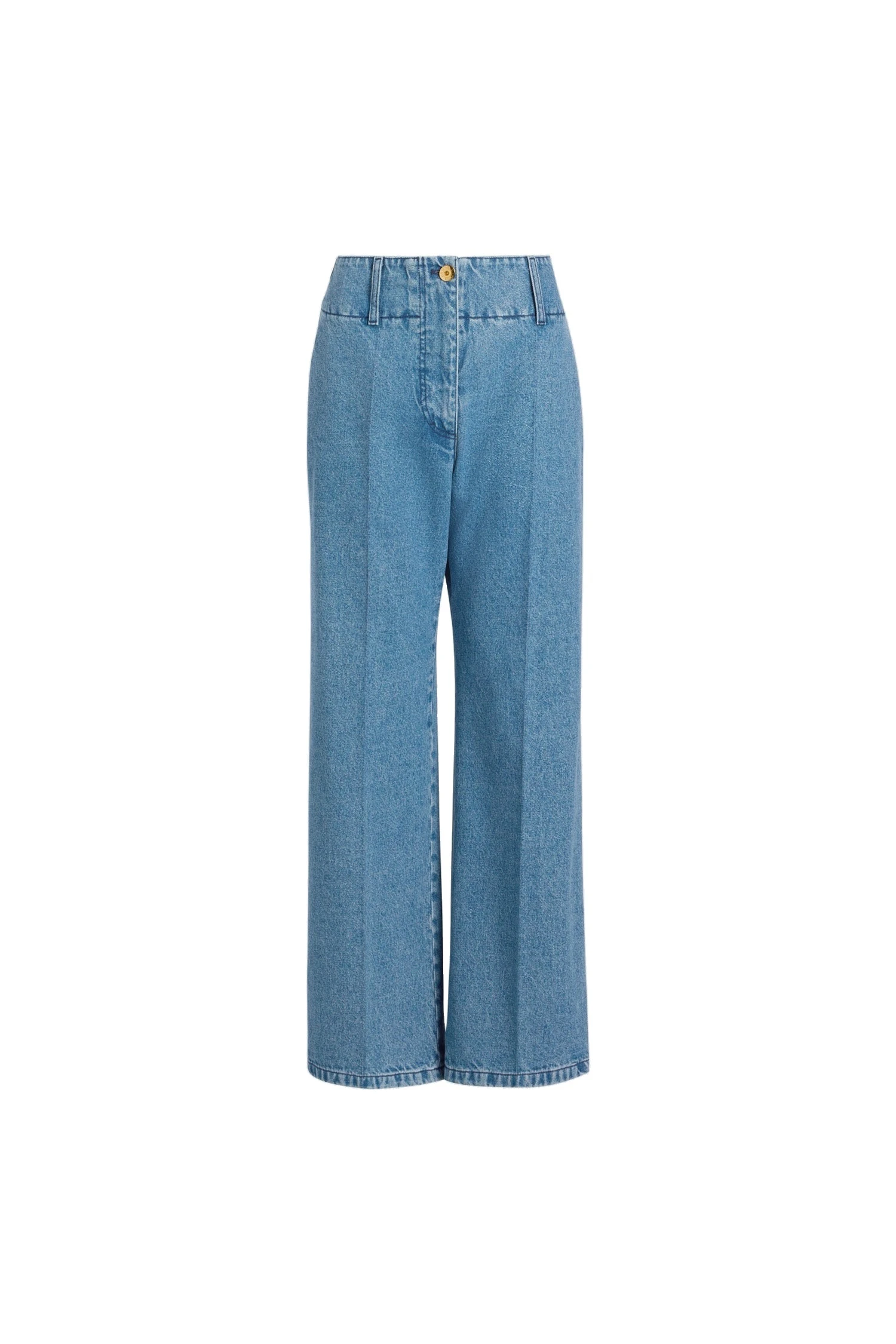 Patou Wide waistband trousers in Heritage Blue Wash cotton denim | Pants | Coveti Patou Wide waistband trousers in Heritage Blue Wash cotton denim