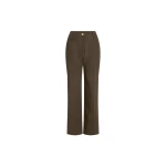 Patou Wide waistband trousers in Java Brown organic cotton gabardine