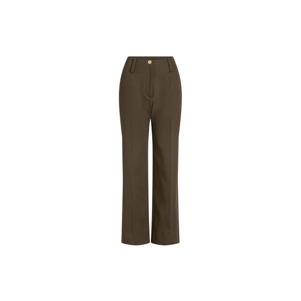 Patou Wide waistband trousers in Java Brown organic cotton gabardine