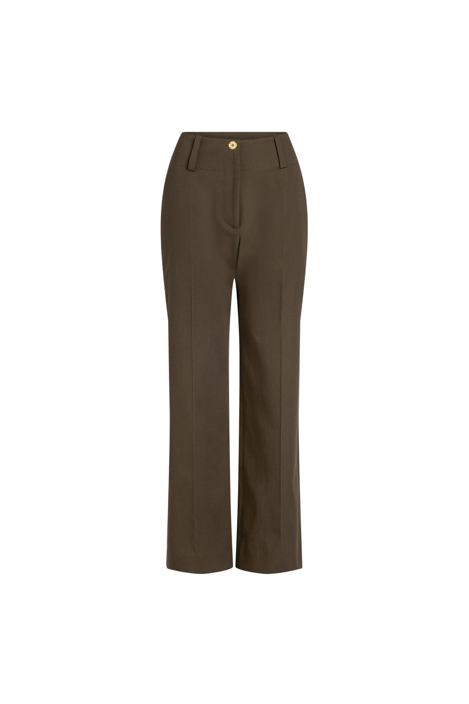 Patou Wide waistband trousers in Java Brown organic cotton gabardine | Pants | Coveti Patou Wide waistband trousers in Java Brown organic cotton gabardine