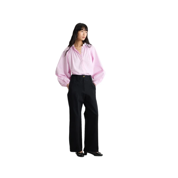 Wide waistband trousers in Khol Stone organic cotton denim - Image 2