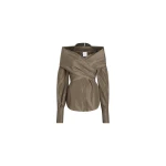 Patou Wrap blouse in Mocha recycled faille