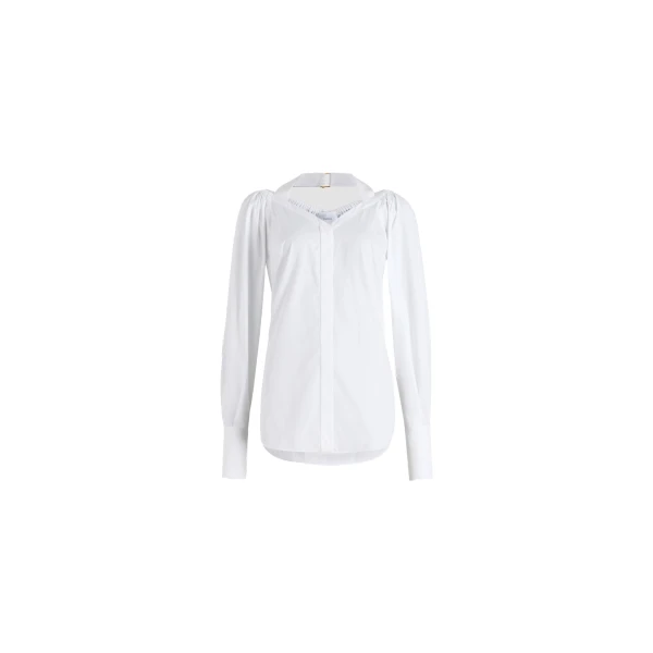 Wrap blouse in White organic cotton poplin - Image 2