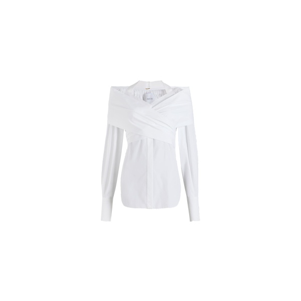 Patou Wrap blouse in White organic cotton poplin