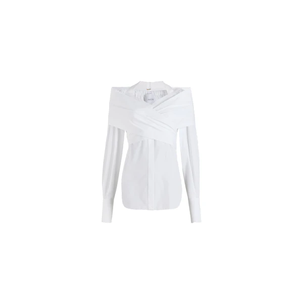Patou Wrap blouse in White organic cotton poplin