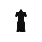 Patou Wrap front dress in Black sustainable wool and cashmere