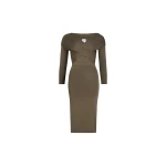 Patou Wrap front dress in Mocha stretch jersey