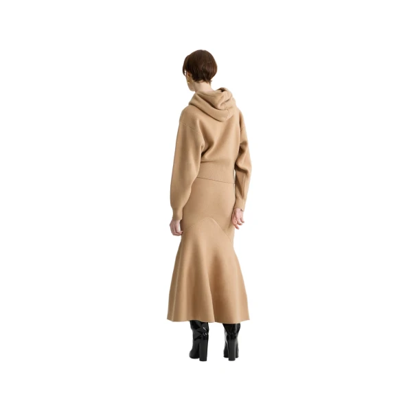 Zip-up hoodie in Biscuit wool and cashmere - Image 3