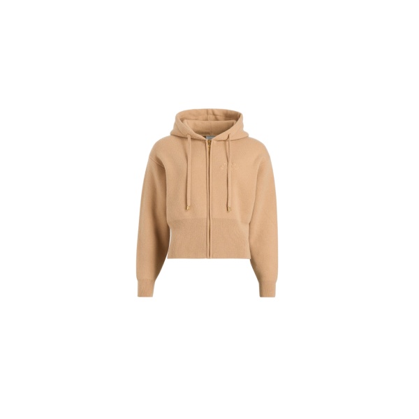 Patou Zip-up hoodie in Biscuit wool and cashmere