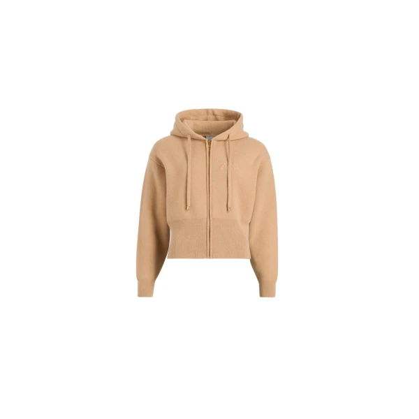 Patou Zip-up hoodie in Biscuit wool and cashmere