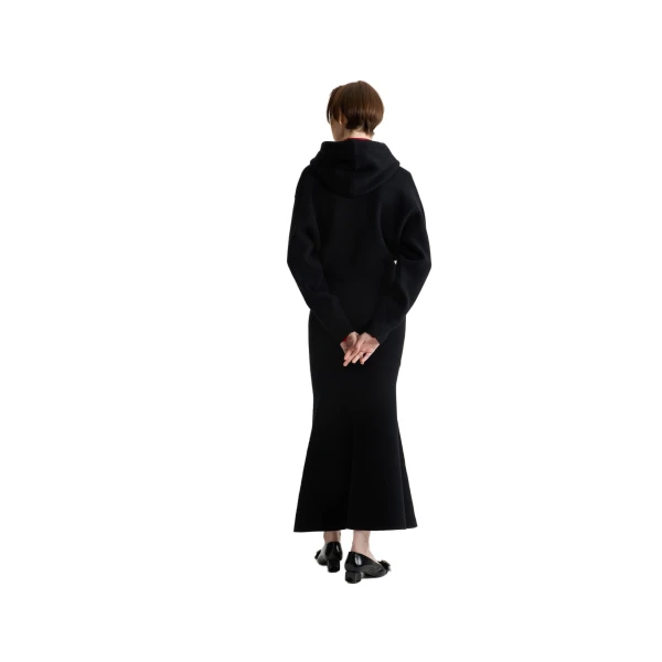 Zip-up hoodie in Black wool and cashmere - Image 3