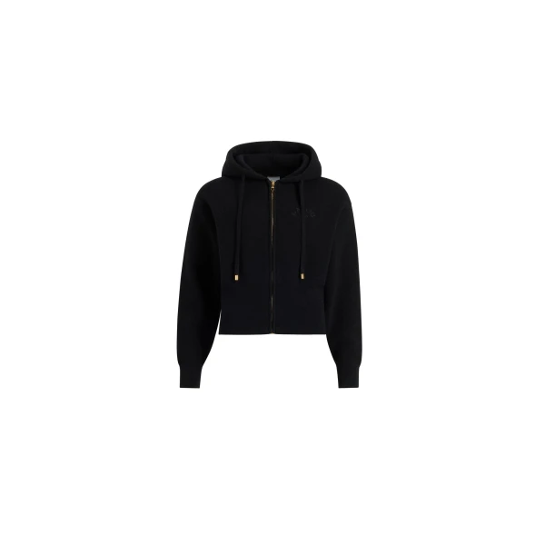 Patou Zip-up hoodie in Black wool and cashmere