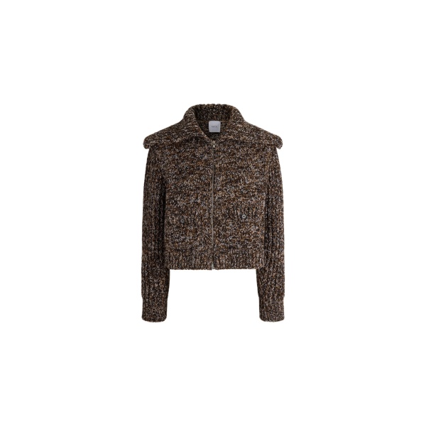 Patou Zip-up jacket in Frozen Wood wool and cashmere
