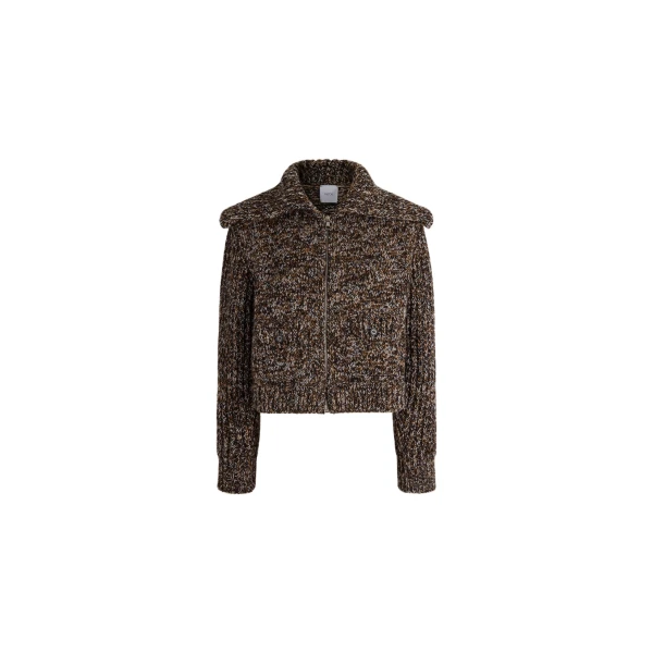 Zip-up jacket in Frozen Wood wool and cashmere