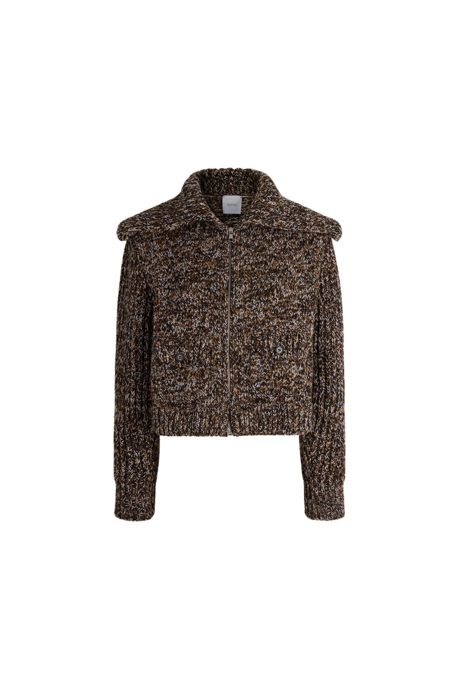 Patou Zip-up jacket in Frozen Wood wool and cashmere | Knitwear | Coveti Patou Zip-up jacket in Frozen Wood wool and cashmere